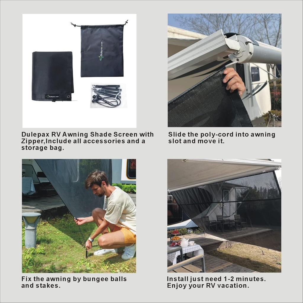 RV Awning Shade Screen with Zipper 8'X11'3'' R725230