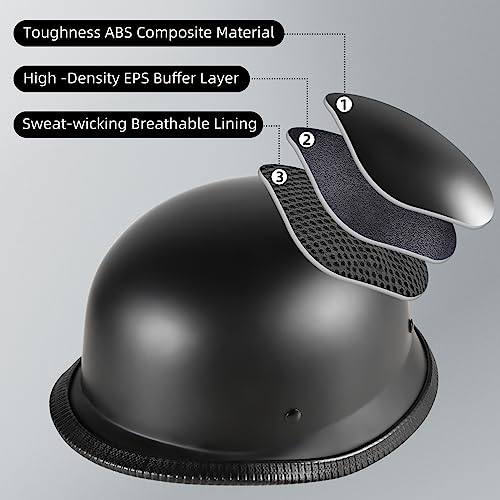 Motorcycle Half Helmet with Face Shield, DOT Approved Retro Half Shell Helmet Z7599