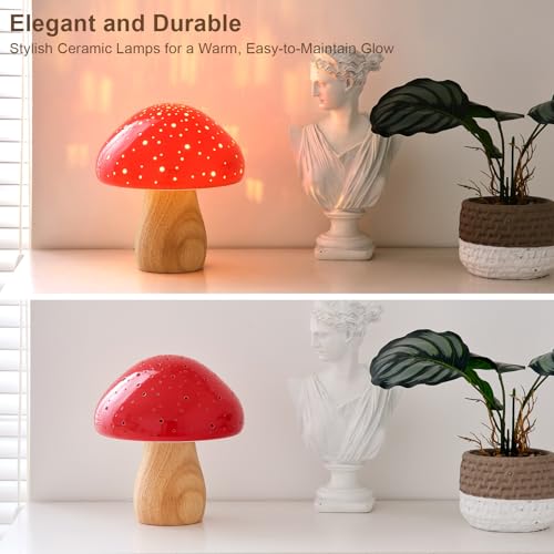 Pink Ceramic Mushroom Lamp I142534