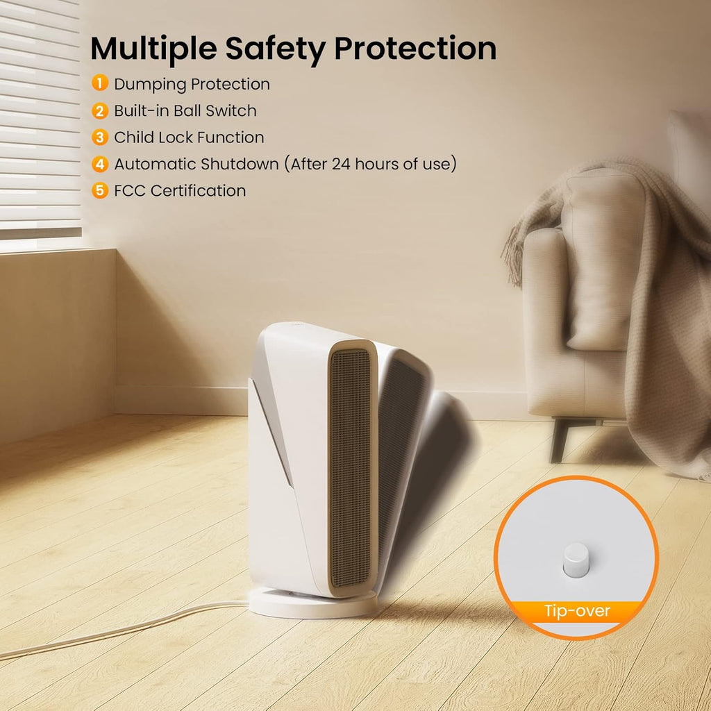 1500W Smart Ceramic Heater with 80° Oscillation M6644
