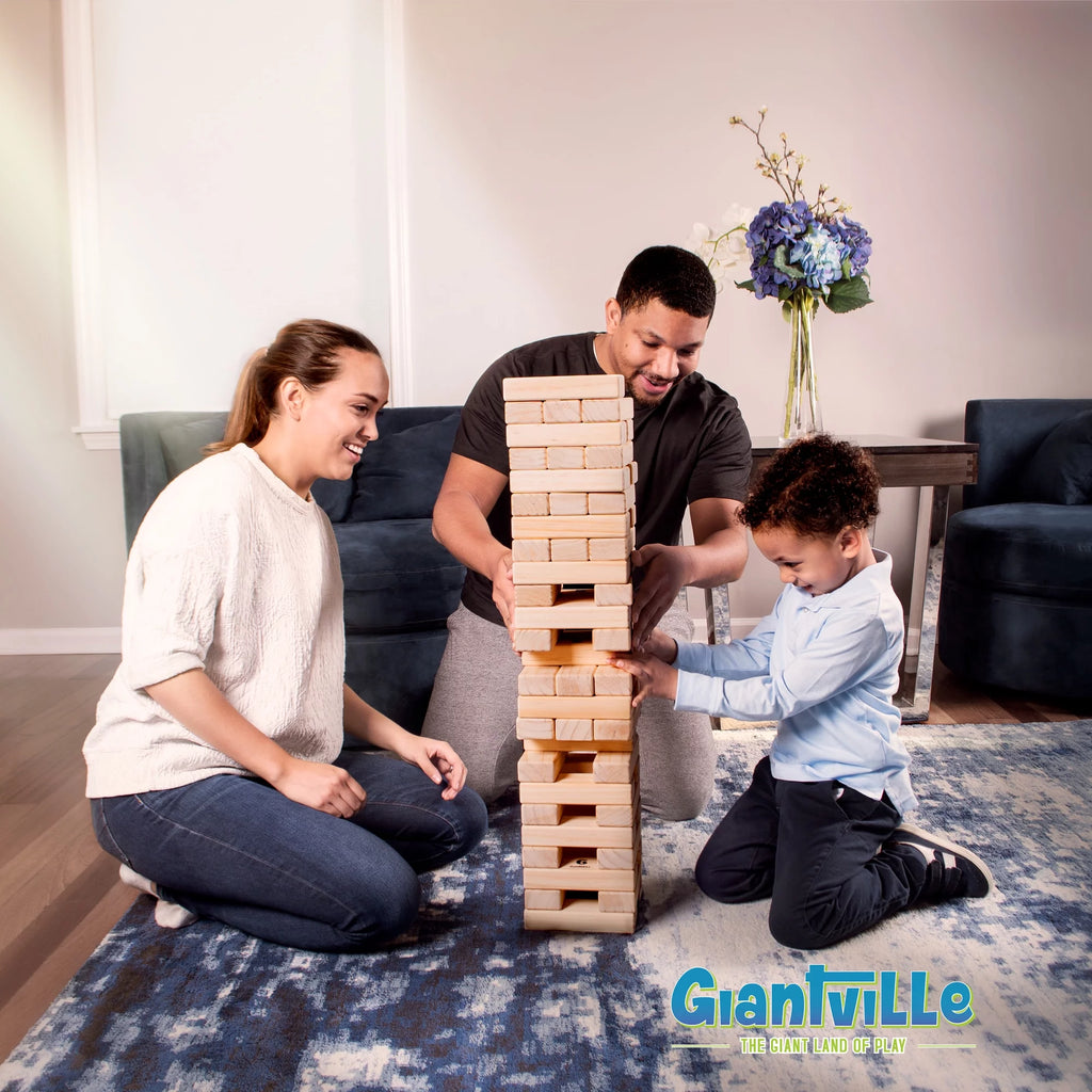 60 Jumbo Wooden Blocks Tumbling Timber Toy with Storage Crate P3650