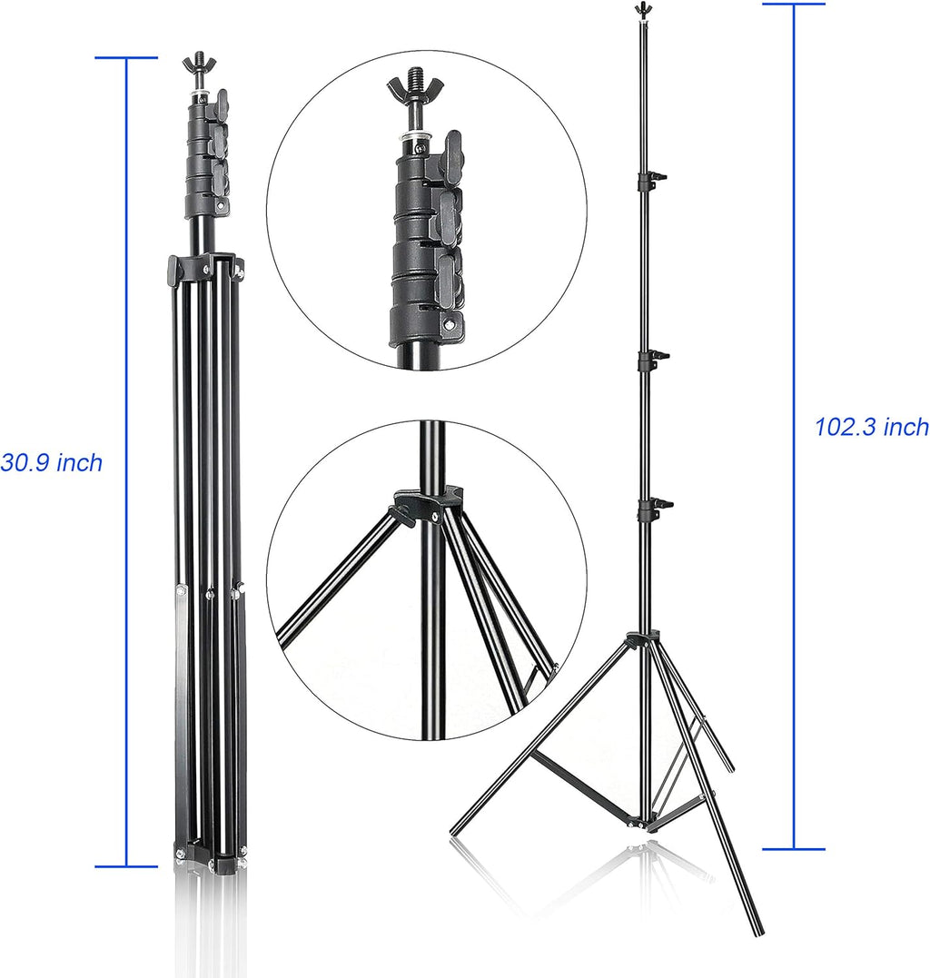 7×10ft Adjustable Photography Backdrop Stand Kit with Polyester Background, Spring Clamps and Carry Bag S687