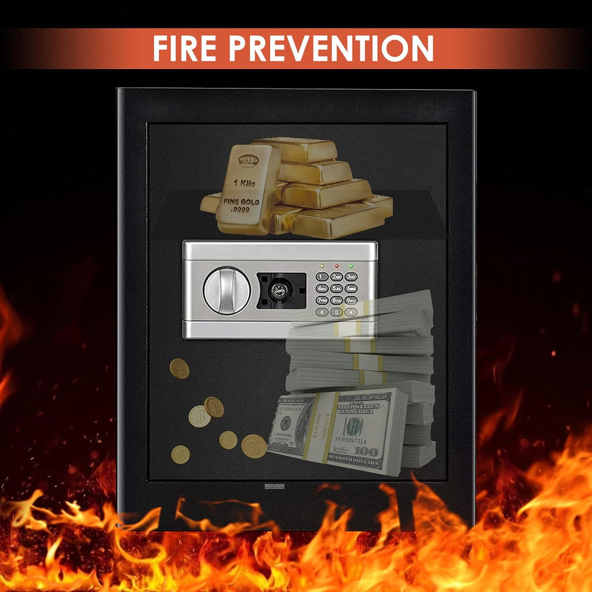 1.7 Cub Fireproof Waterproof Digital Safe Box with Keypad V79015