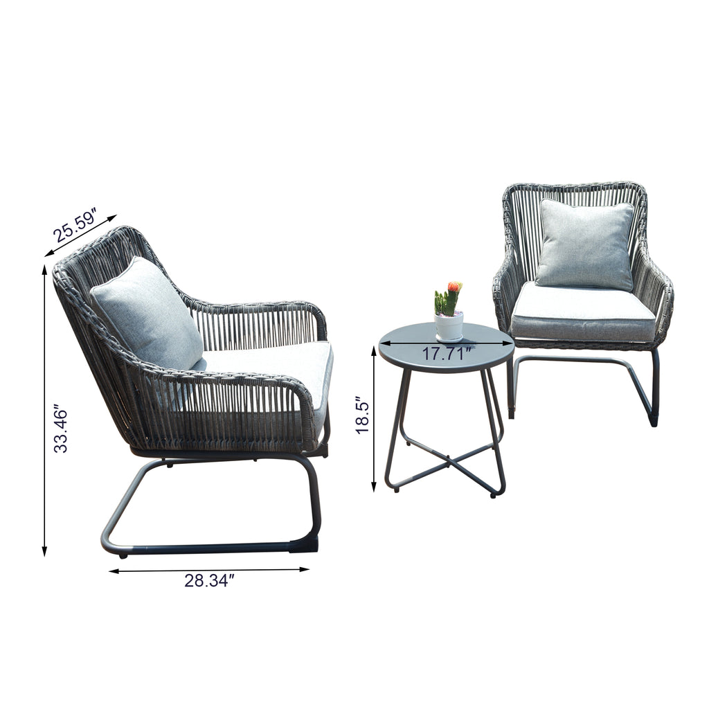3 Pcs Outdoor Hand-Woven Wicker Spring Sofa Chair Patio Conversation Set N85308