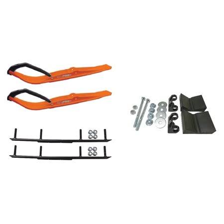 Orange Razor Snowmobile Skis with 6 inch Round Bars Complete Kit Q3676