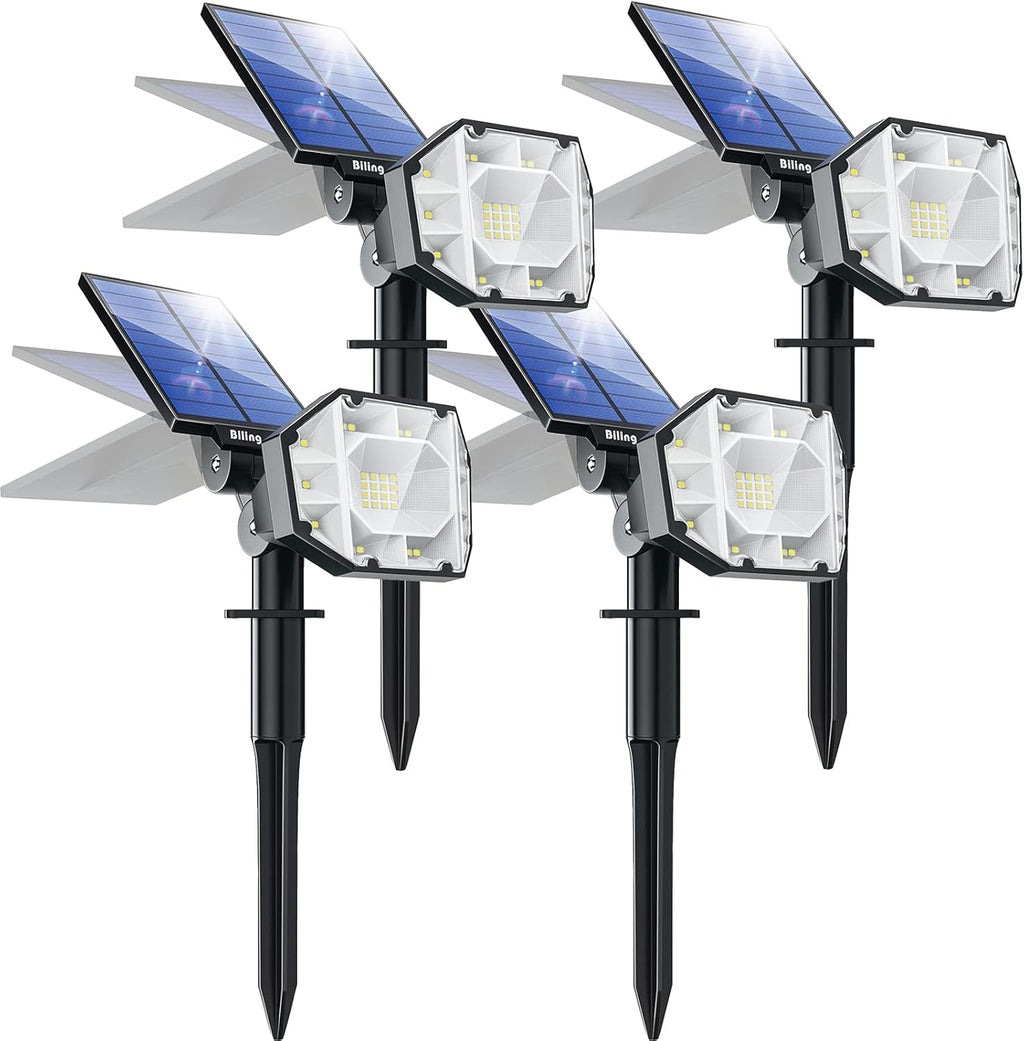 30 LED Solar Landscape Spotlights 2-in-1 Adjustable IP67 Waterproof 4 Pack Warm White Y586131