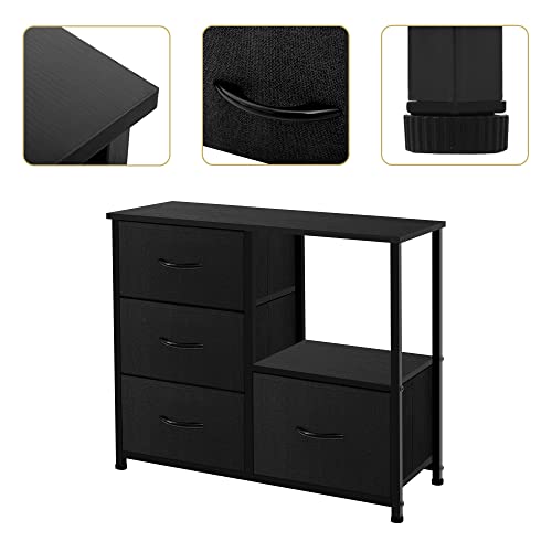 4 Drawer Fabric Storage Tower with Shelves, Dark Grey G480170