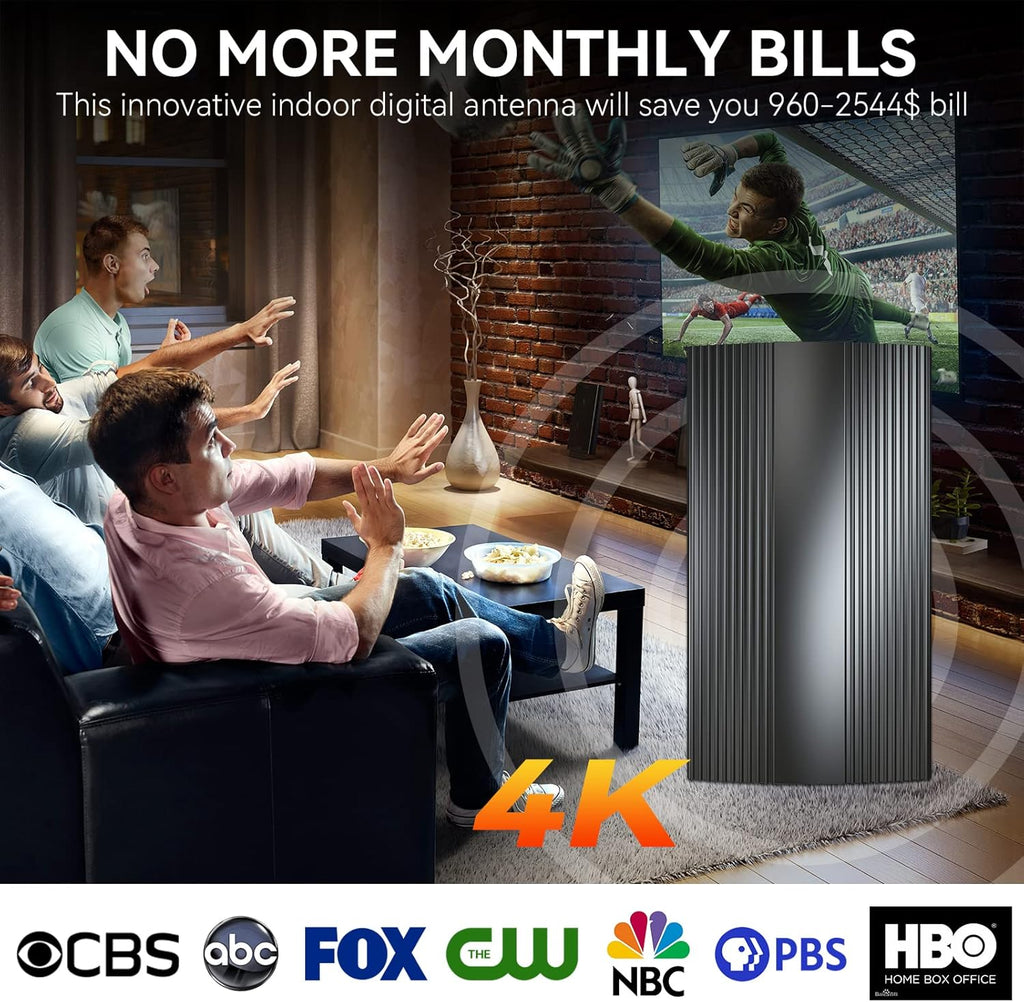 Digital HD TV Antenna 400 Miles Range Indoor Outdoor 4K 1080P with 28ft Coaxial Cable F144645