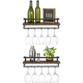 Wall Mounted Wine Shelves Set of 2 Wood E219