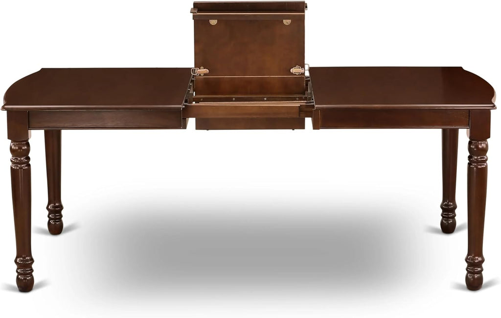 7 Piece Rectangle Wood Dining Table Set with 6 Upholstered Chairs, Mahogany Q8919