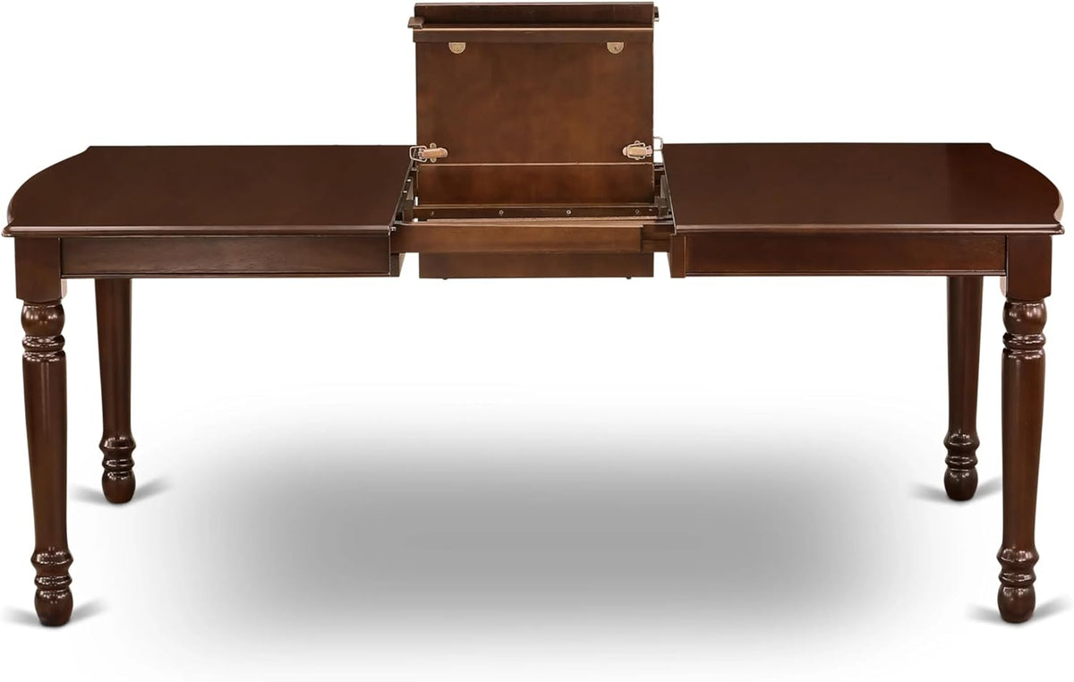 7 Piece Rectangle Wood Dining Table Set with 6 Upholstered Chairs, Mahogany Q8919