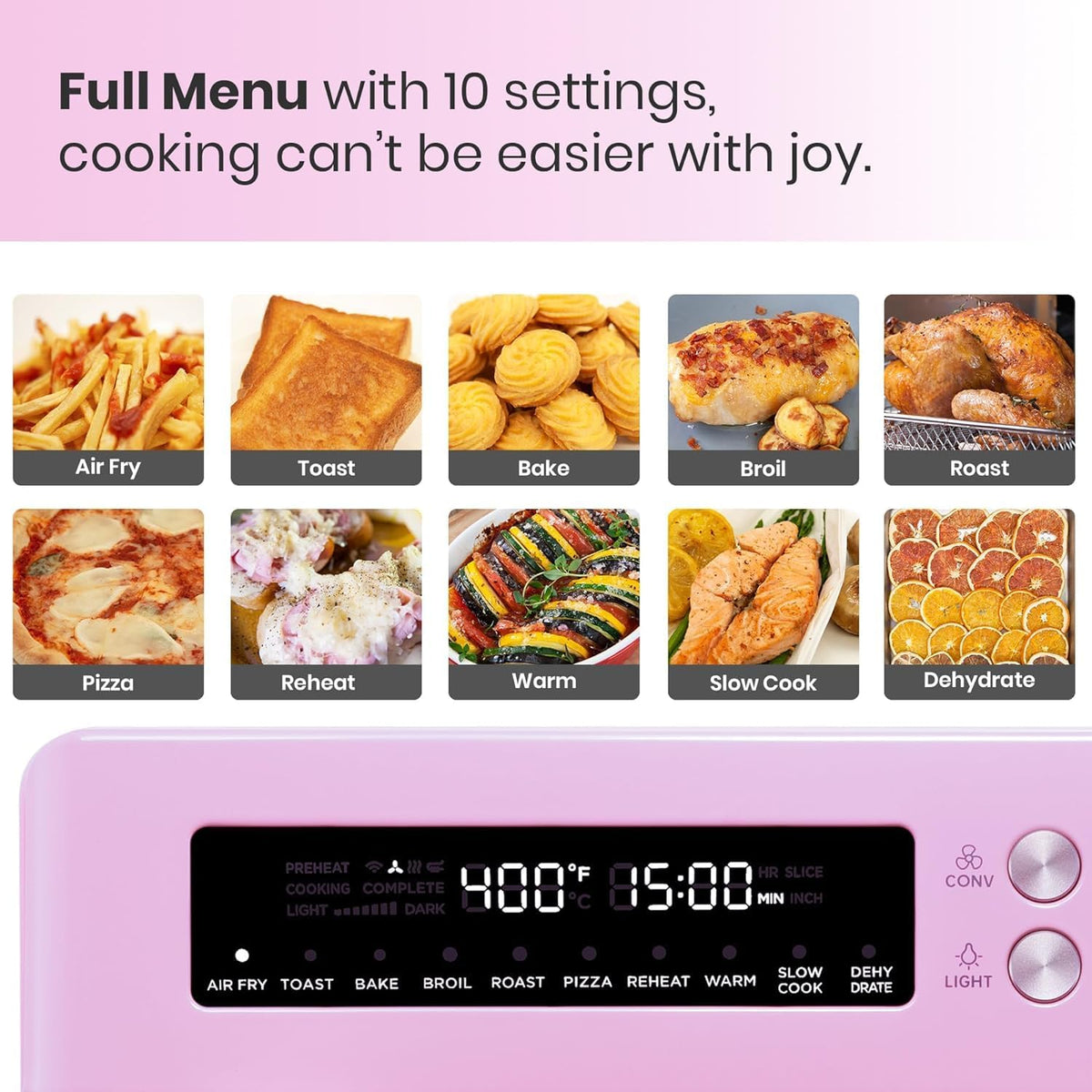 Pink 10-in-1 Convection Air Fryer Toaster Oven Q534275