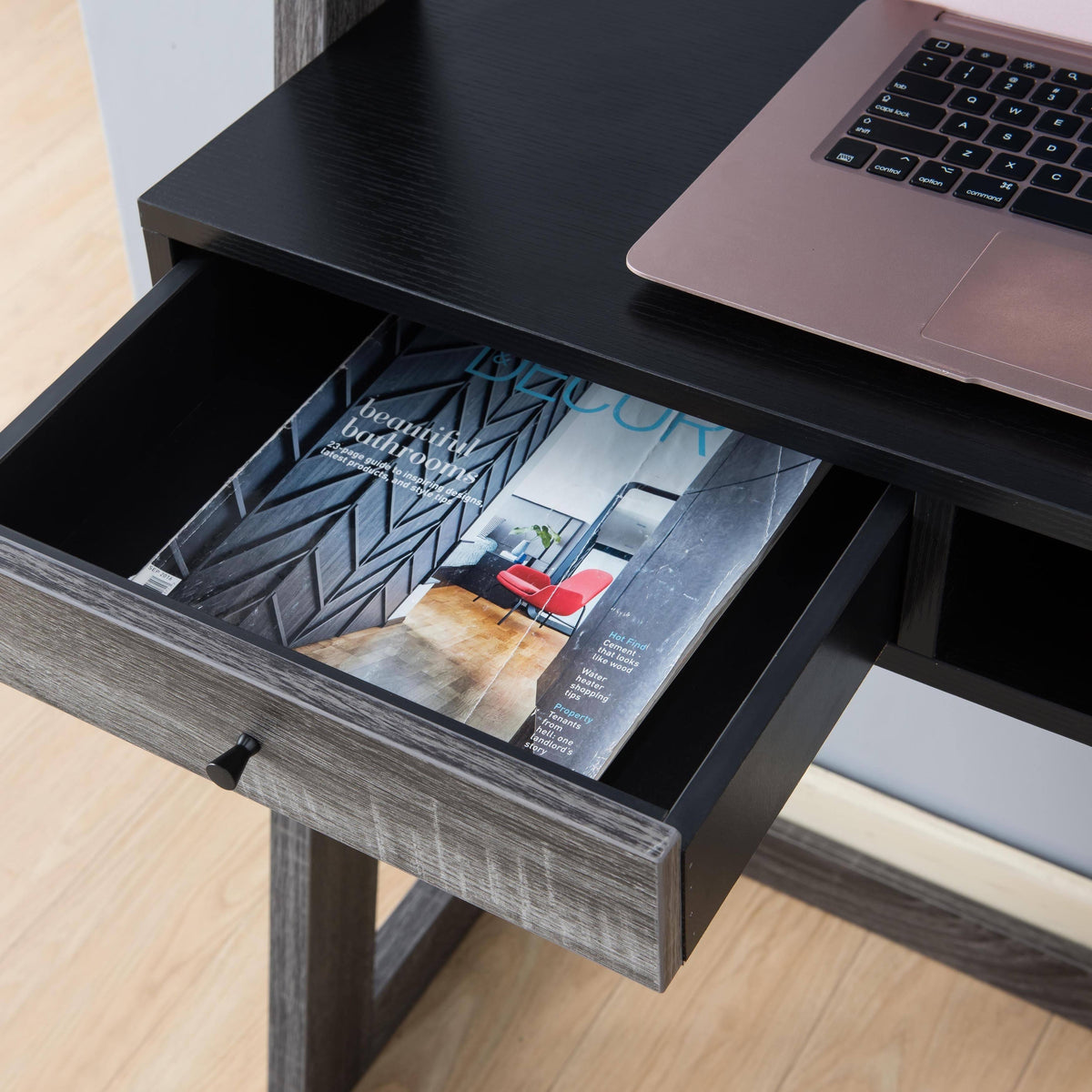 Contemporary 2-Tone 32-Inch Leaning Writing Desk U56589