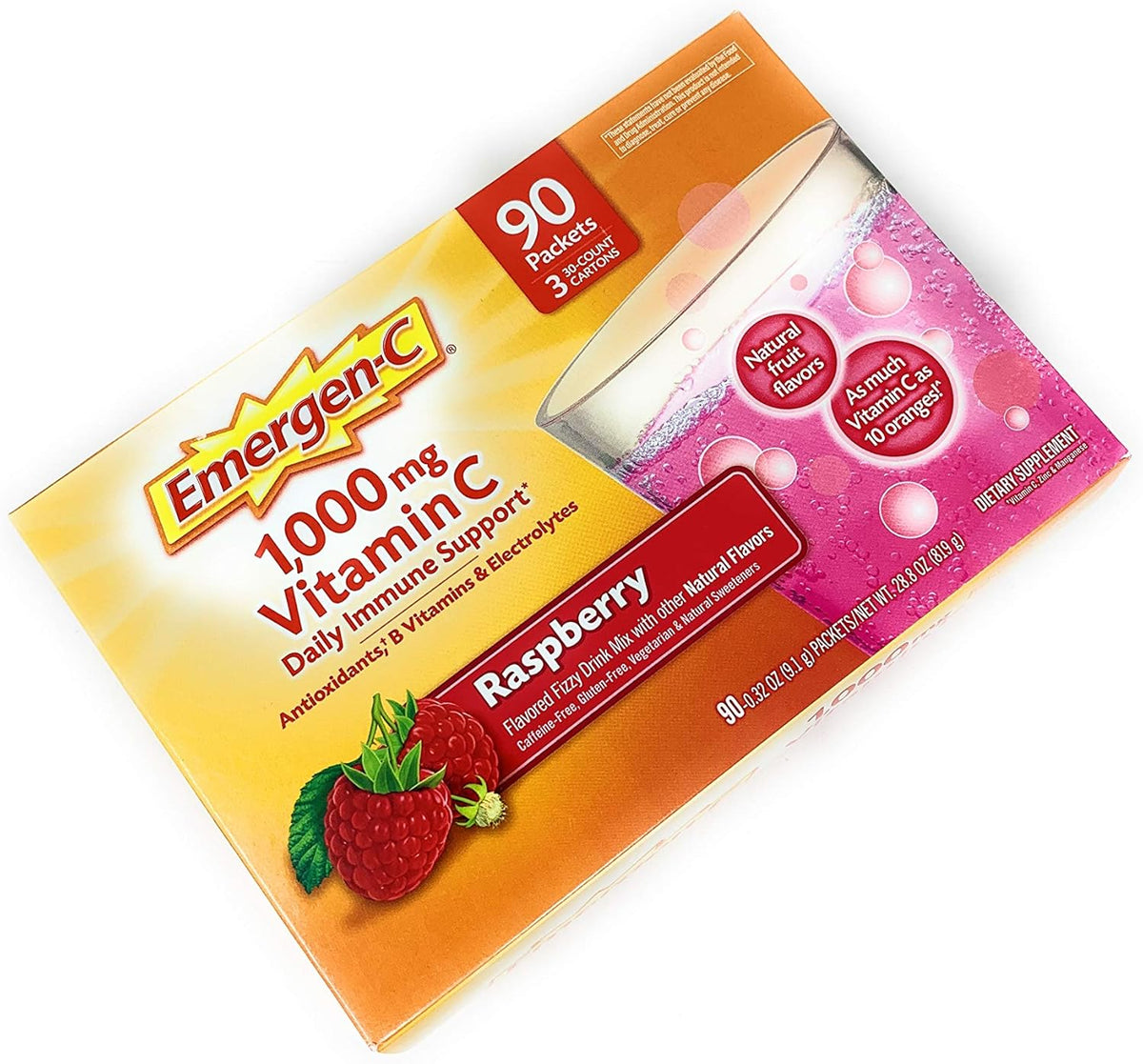 90 Count Raspberry Flavor Dietary Supplement with 1000mg Vitamin C U538