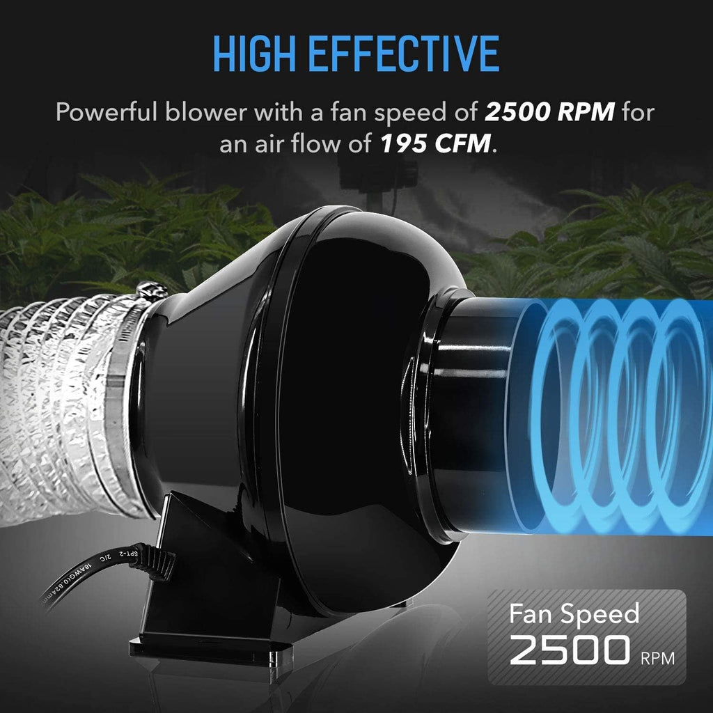 4 Inch 195 CFM Inline Duct Ventilation Fan and Air Carbon Filter Combo D6972