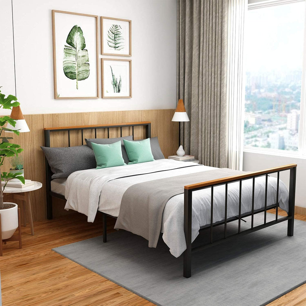 Metal Bed Frame with Headboard and Under Bed Storage W2969