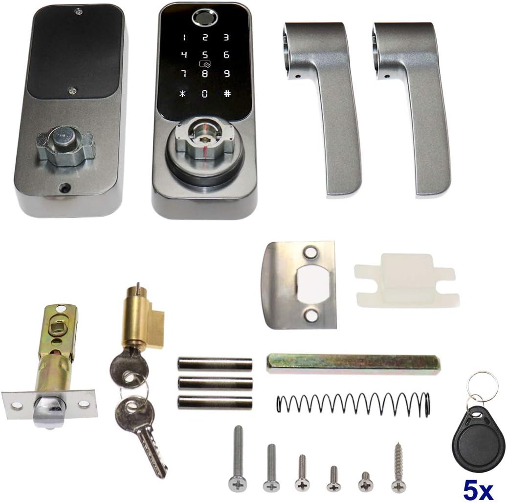 4-in-1 Electronic Door Lock Fingerprint Password RFID Card Mechanical Key E44795