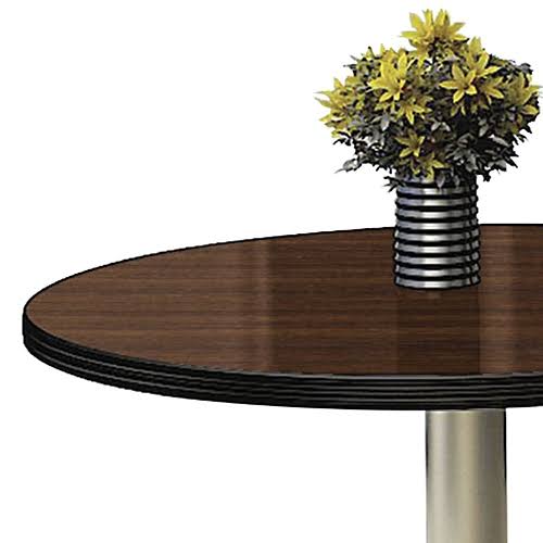 Round Barista Cafe Height Table Black Laminate Top Silver Base Z16565