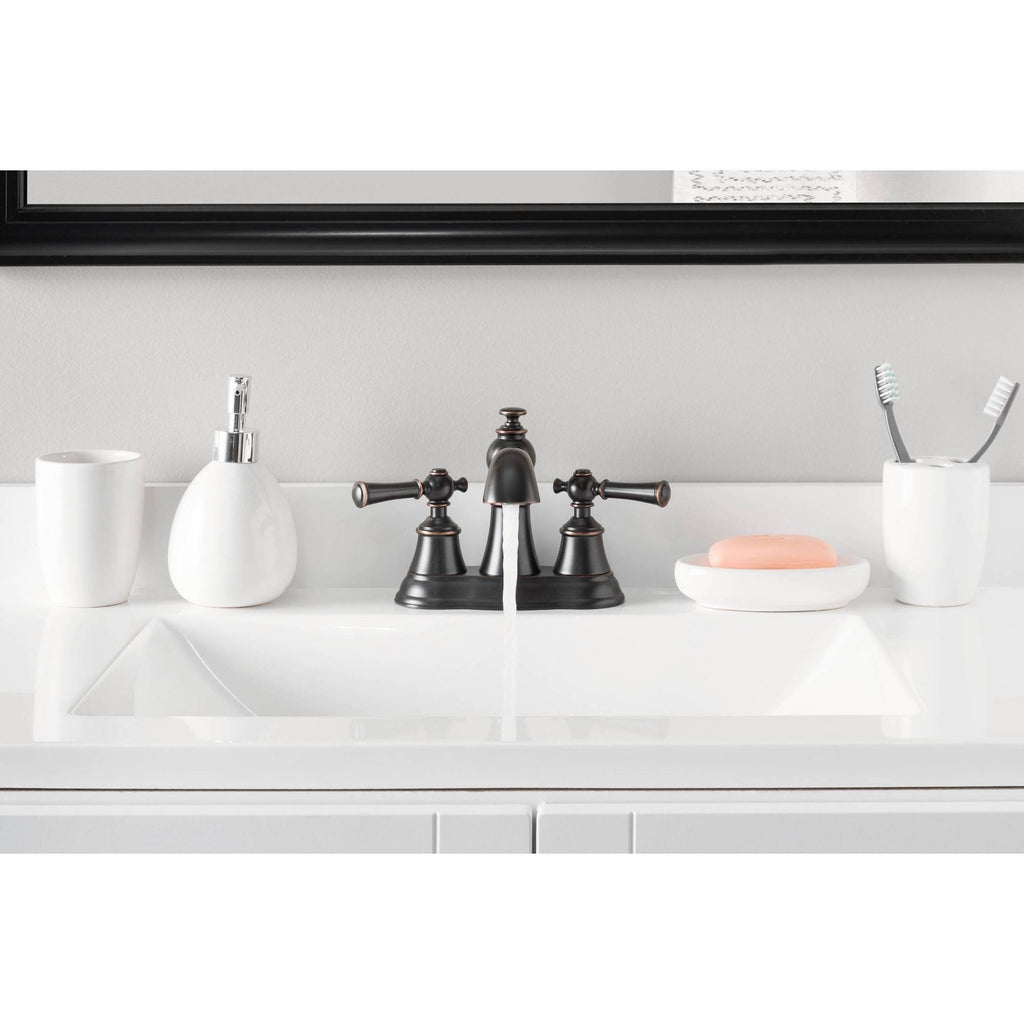 2-Handle Centerset Bathroom Faucet with Pop-Up Drain in Oil-Rubbed Bronze W4496