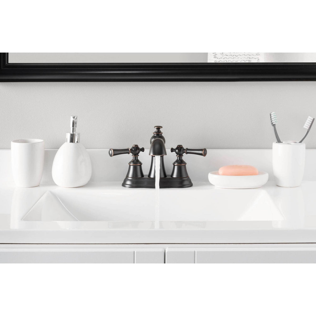 2-Handle Centerset Bathroom Faucet with Pop-Up Drain in Oil-Rubbed Bronze W4496
