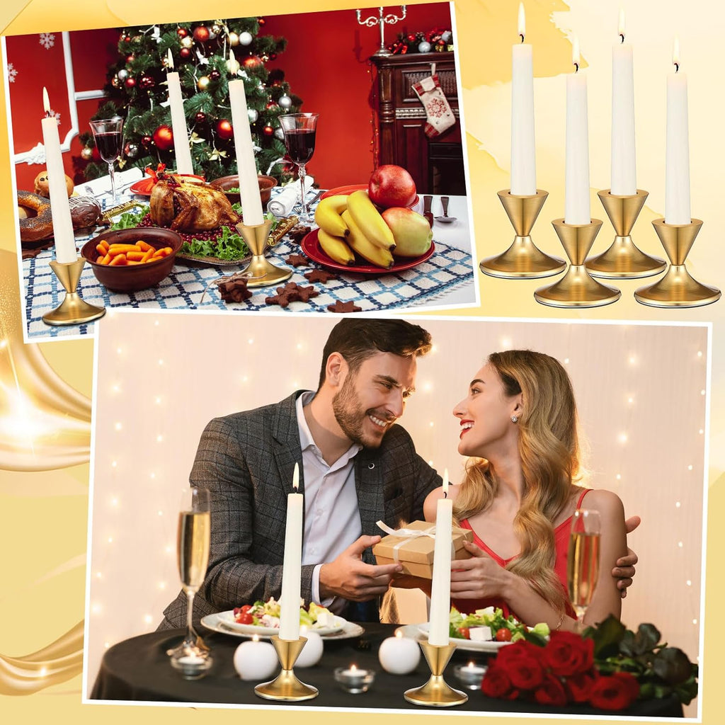 24 Pcs Gold Taper Candle Holders B73097