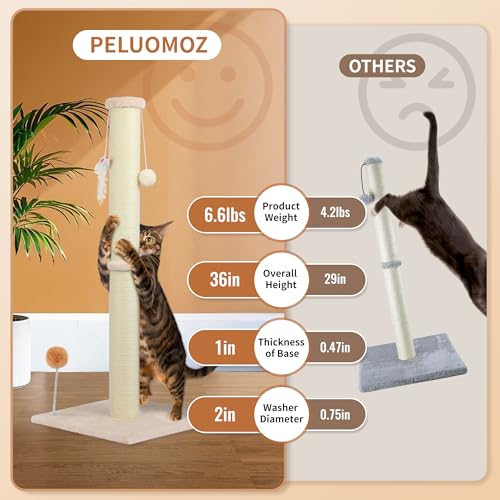 Gray 36 inch Cat Scratching Post with Sisal Rope Z61533