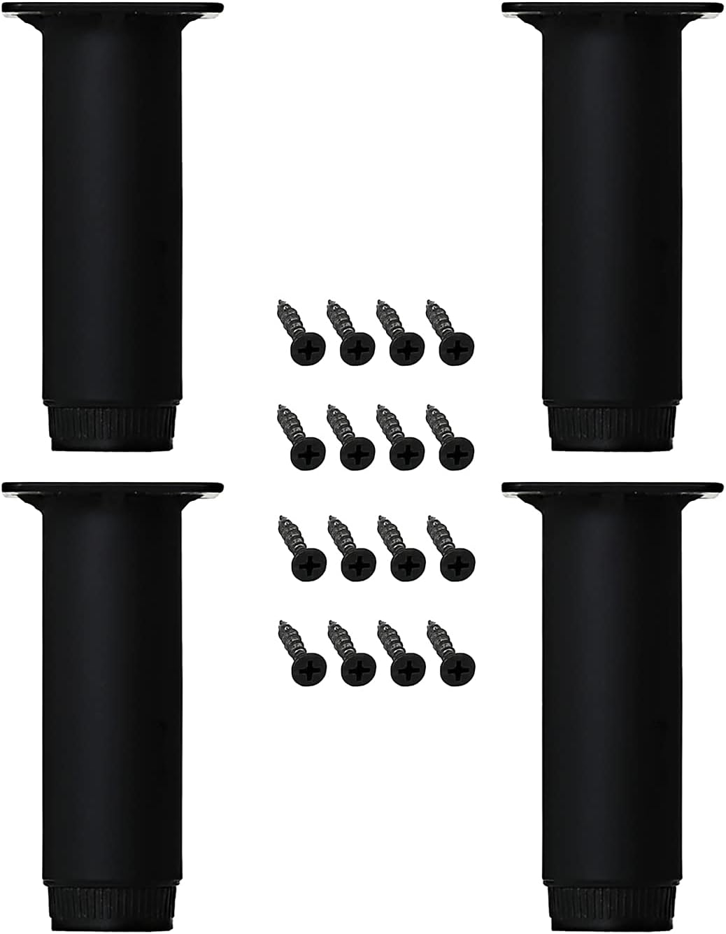28 Inch Adjustable Metal Furniture Legs 2PCS Black J60284