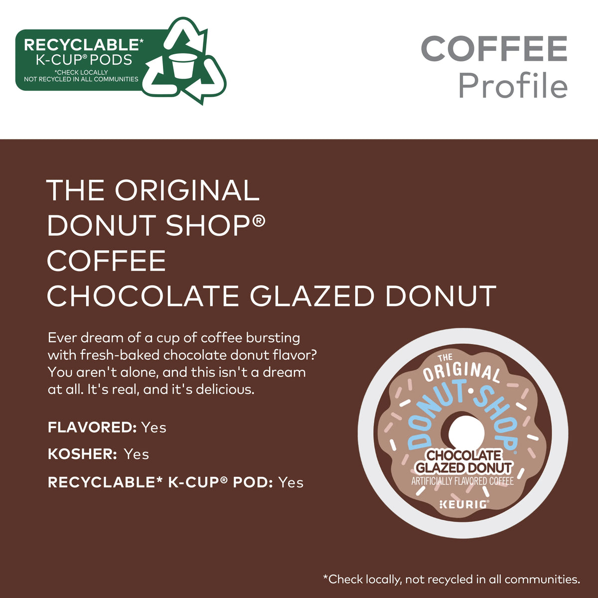 Chocolate Glazed Donut Medium Roast Coffee K-Cup Pods, 24 Count Q33350