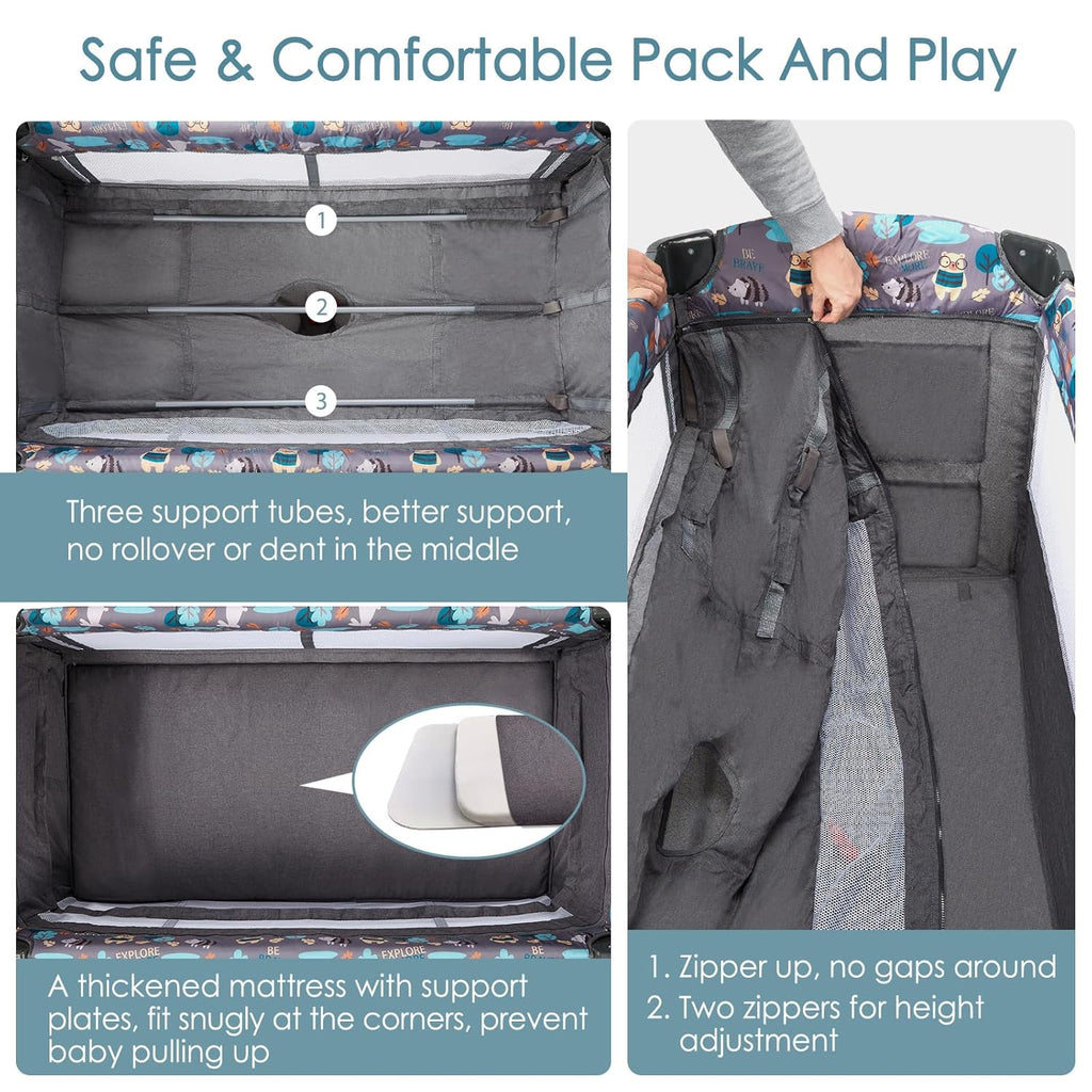 5 in 1 Pack and Play with Mattress, 3 Layers P736180