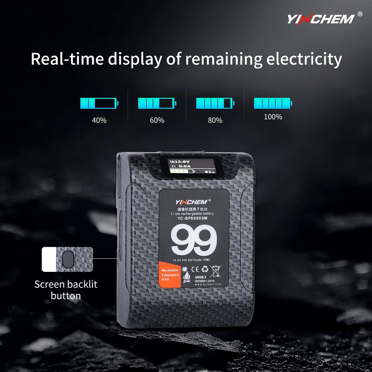 14.4V Mini Portable Lithium-ion Battery with LCD Screen K916
