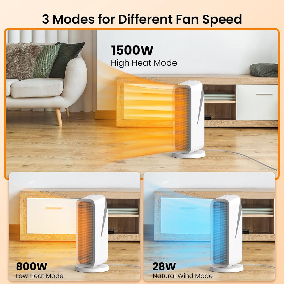 1500W Smart Ceramic Heater with 80° Oscillation M6644