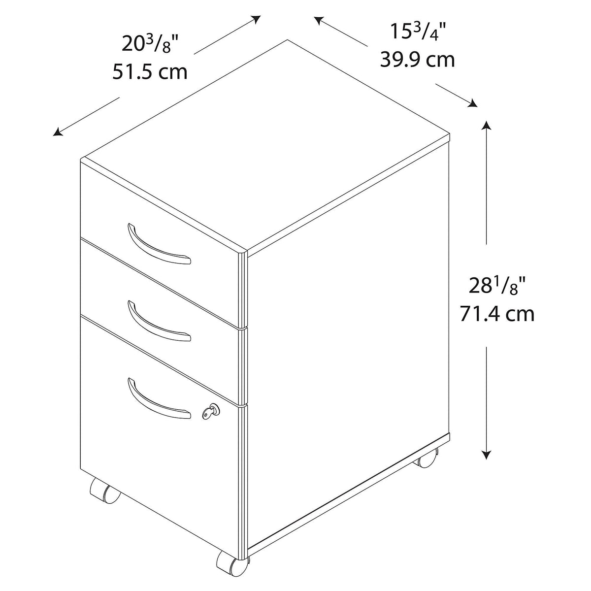 Light Oak 3 Drawer Mobile File Cabinet R396531