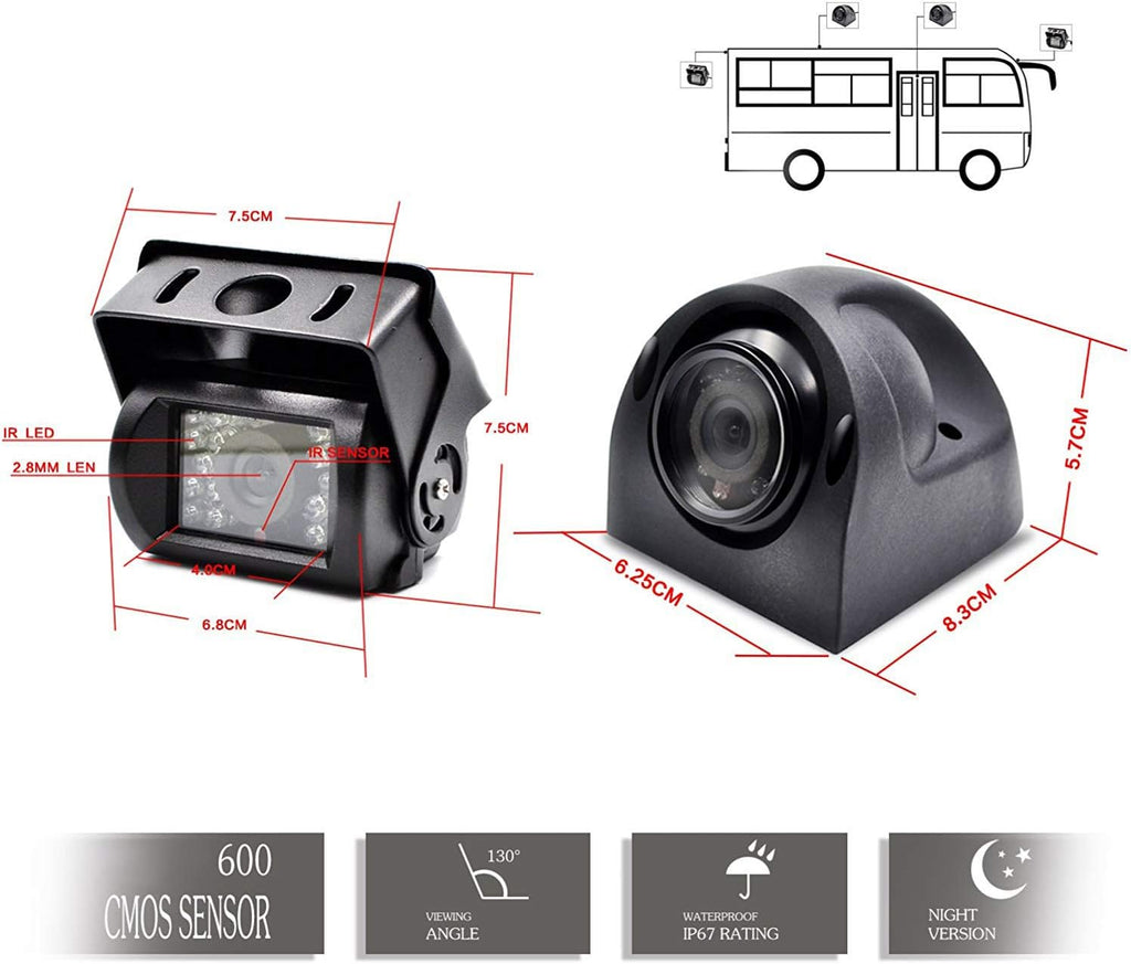 Backup Camera with Monitor Split Screen Wired 4 Channels M6689