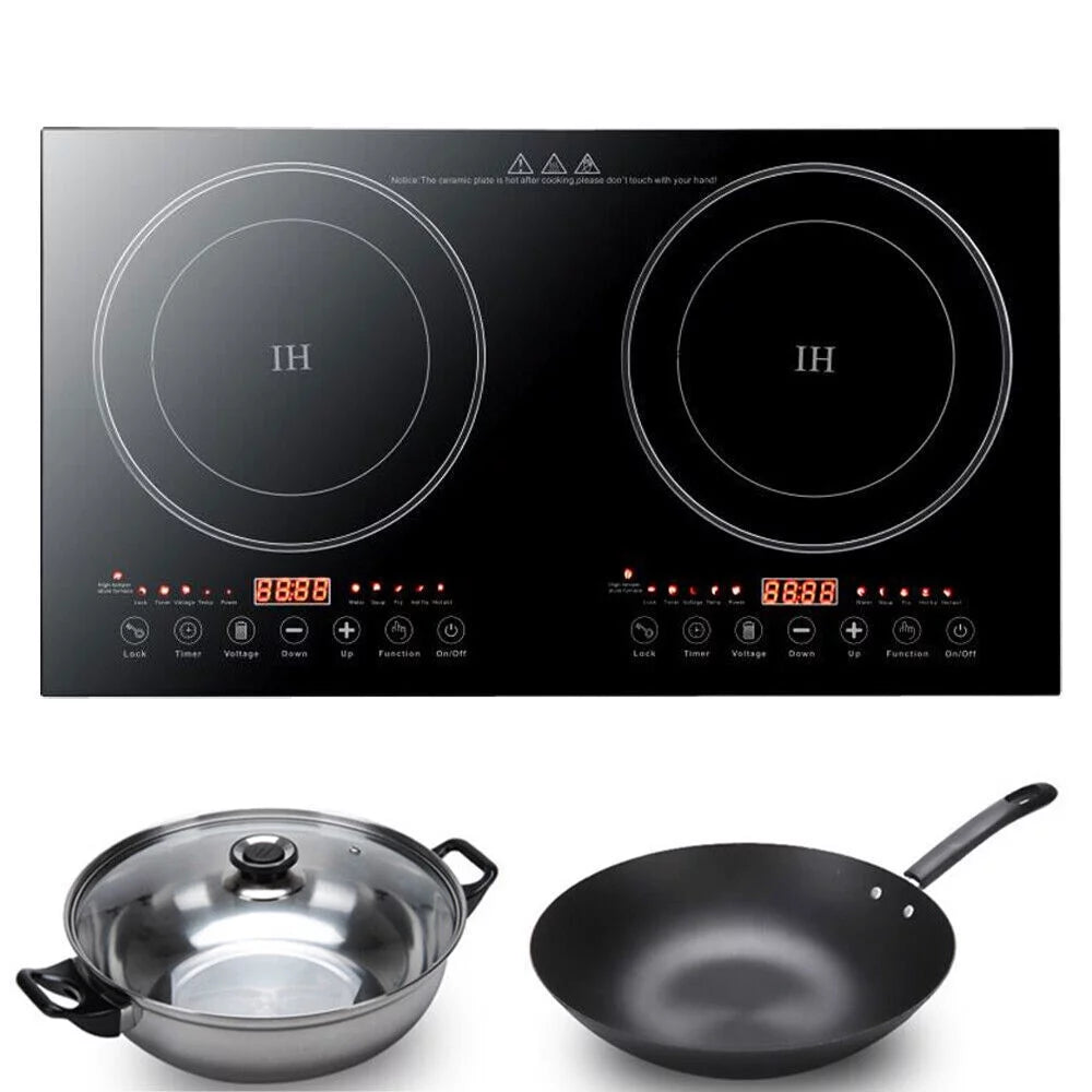 2-Burner Tempered Glass Electric Induction Cooktop 2400W L913