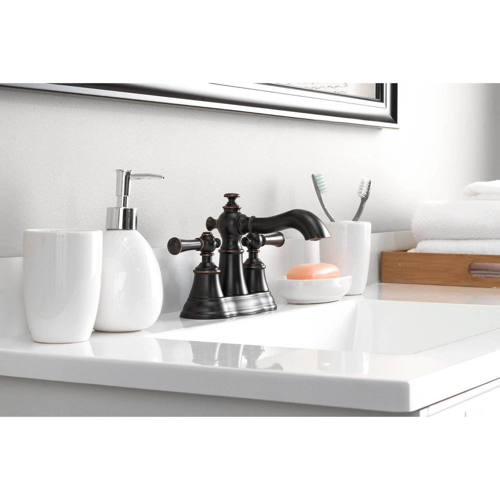 2-Handle Centerset Bathroom Faucet with Pop-Up Drain in Oil-Rubbed Bronze W4496