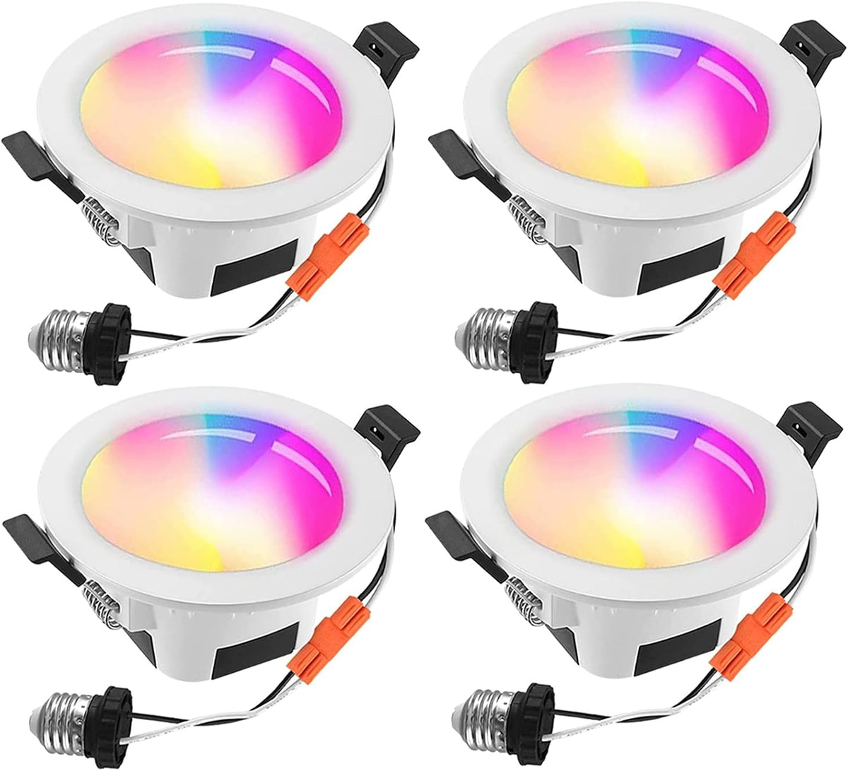 6 Inch RGBCW Dimmable LED Recessed Downlight, 4 Pack G623717
