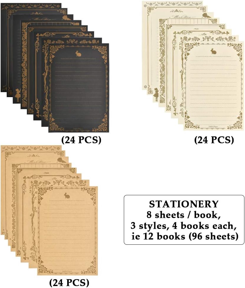 96 Sheets Vintage Stationary Paper and Envelopes Set U144825