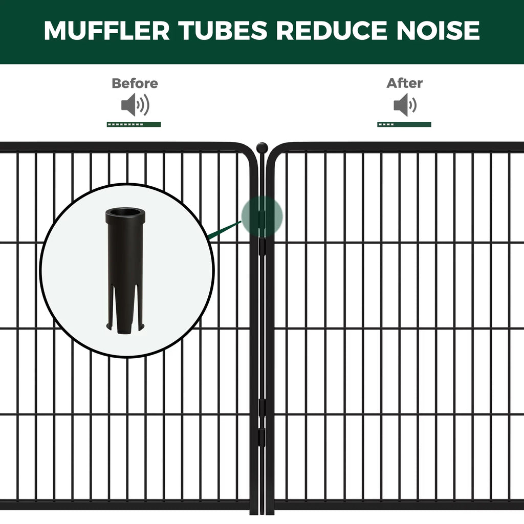 8 Panel 32" Height Dog Playpen with Silicone Foot Pads and Muffler Tubes W831571