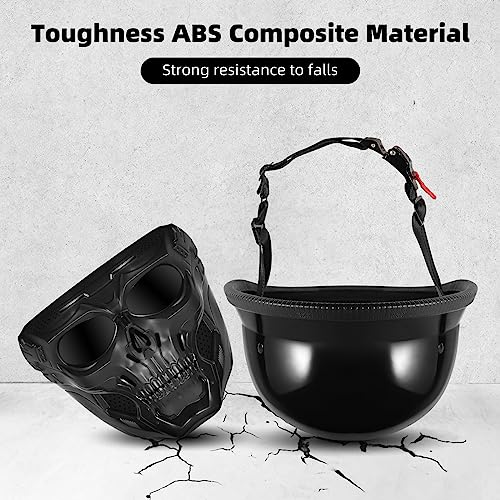 Motorcycle Half Helmet with Face Shield, DOT Approved Retro Half Shell Helmet Z7599