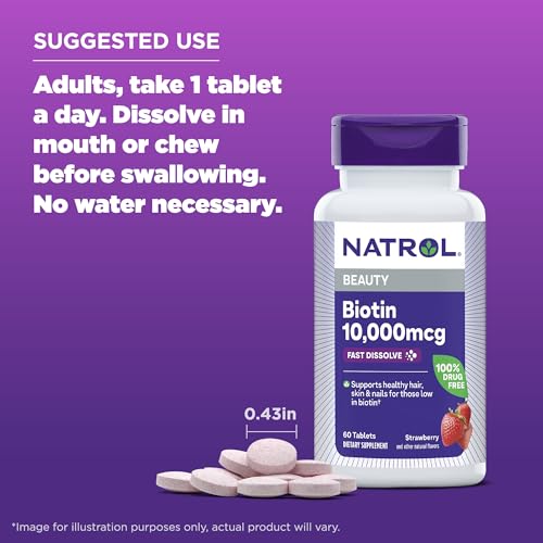 Biotin 10000mcg Dietary Supplement, 200 Tablets K912