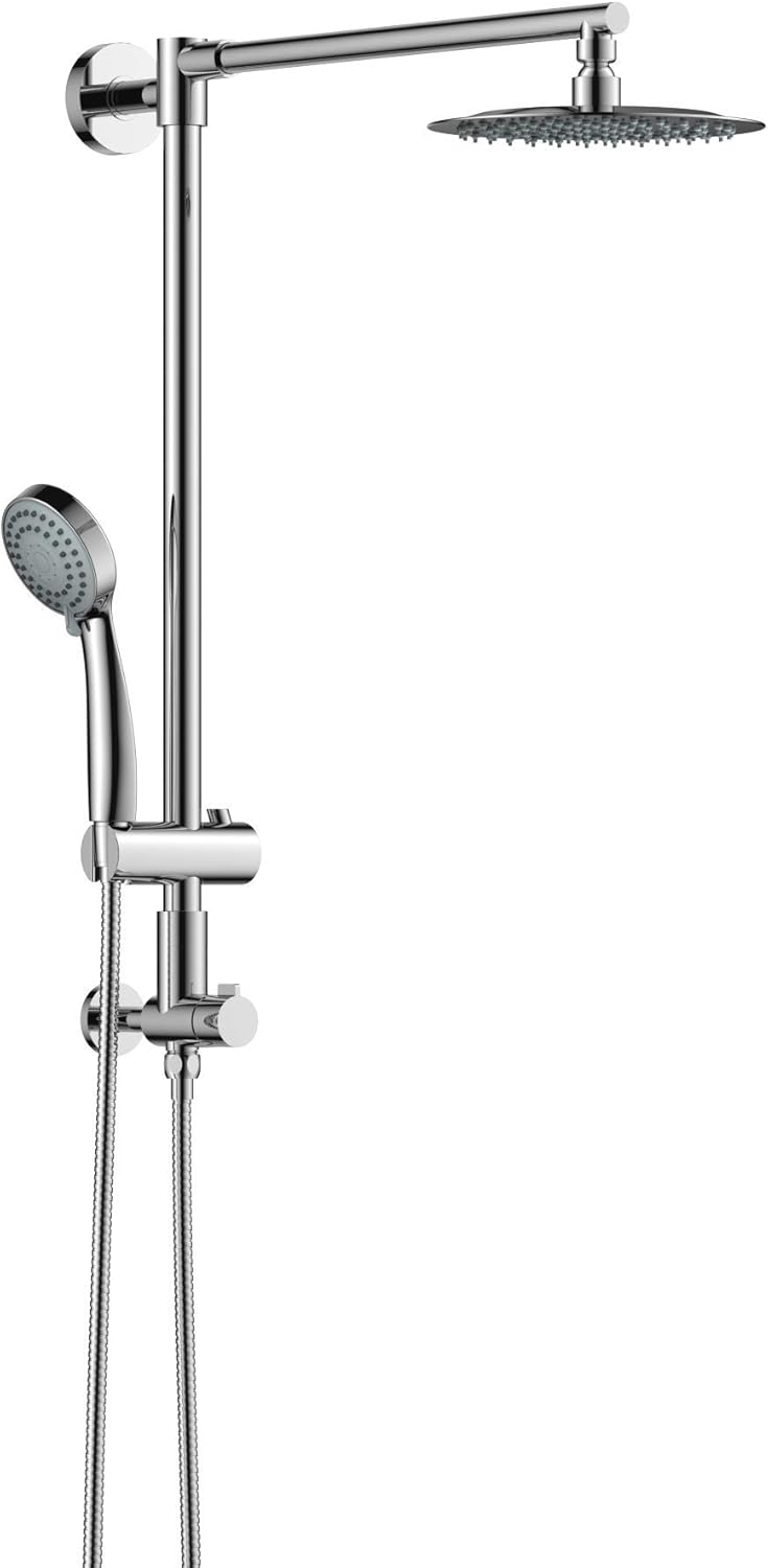 8" Low Profile Rain Shower System with Slide Bar Handheld Shower Combo (Brushed Nickel) S34560