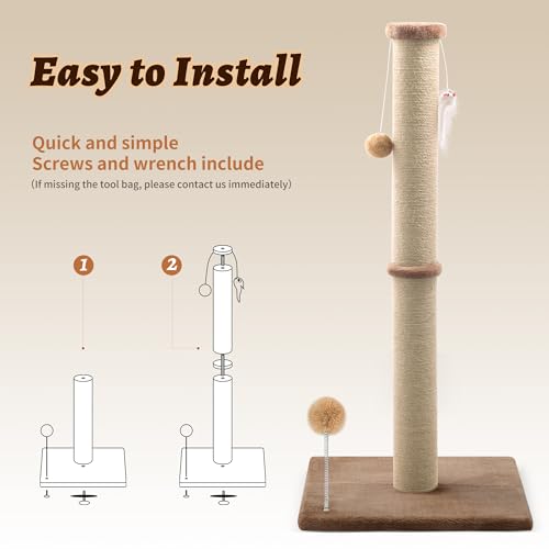 Gray 36 inch Cat Scratching Post with Sisal Rope Z61533