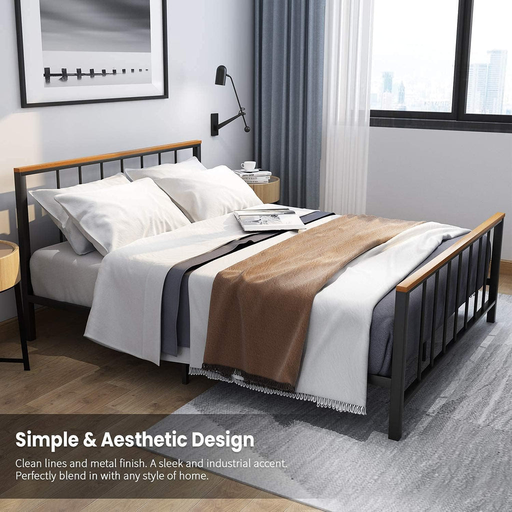 Metal Bed Frame with Headboard and Under Bed Storage W2969