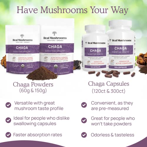 Organic Chaga Mushroom Powder Supplement, 60 Servings I623