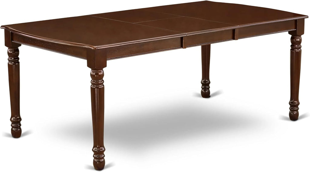 7 Piece Rectangle Wood Dining Table Set with 6 Upholstered Chairs, Mahogany Q8919