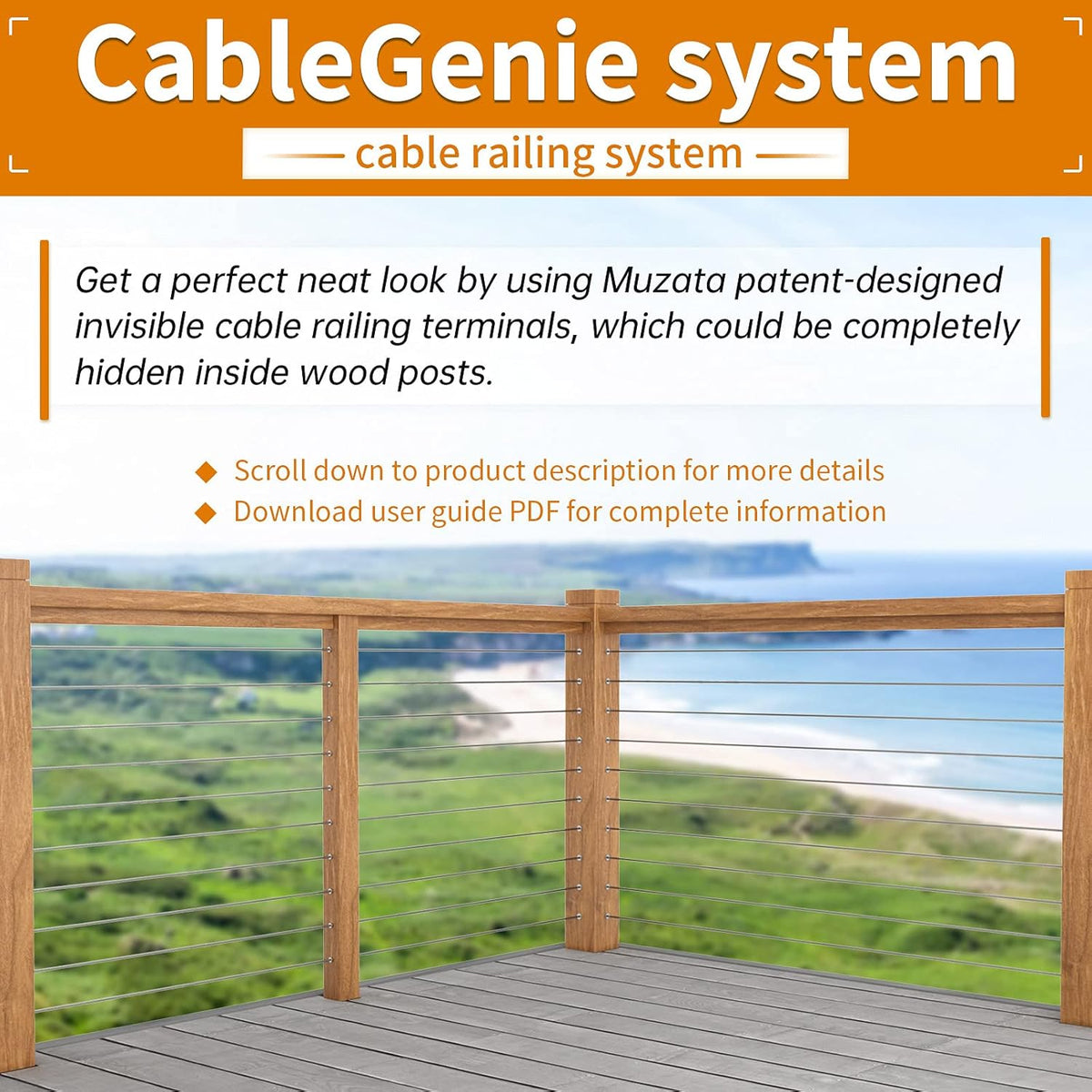 20 Pack 3/16 Invisible Cable Railing Kit T316 Stainless Steel I7725