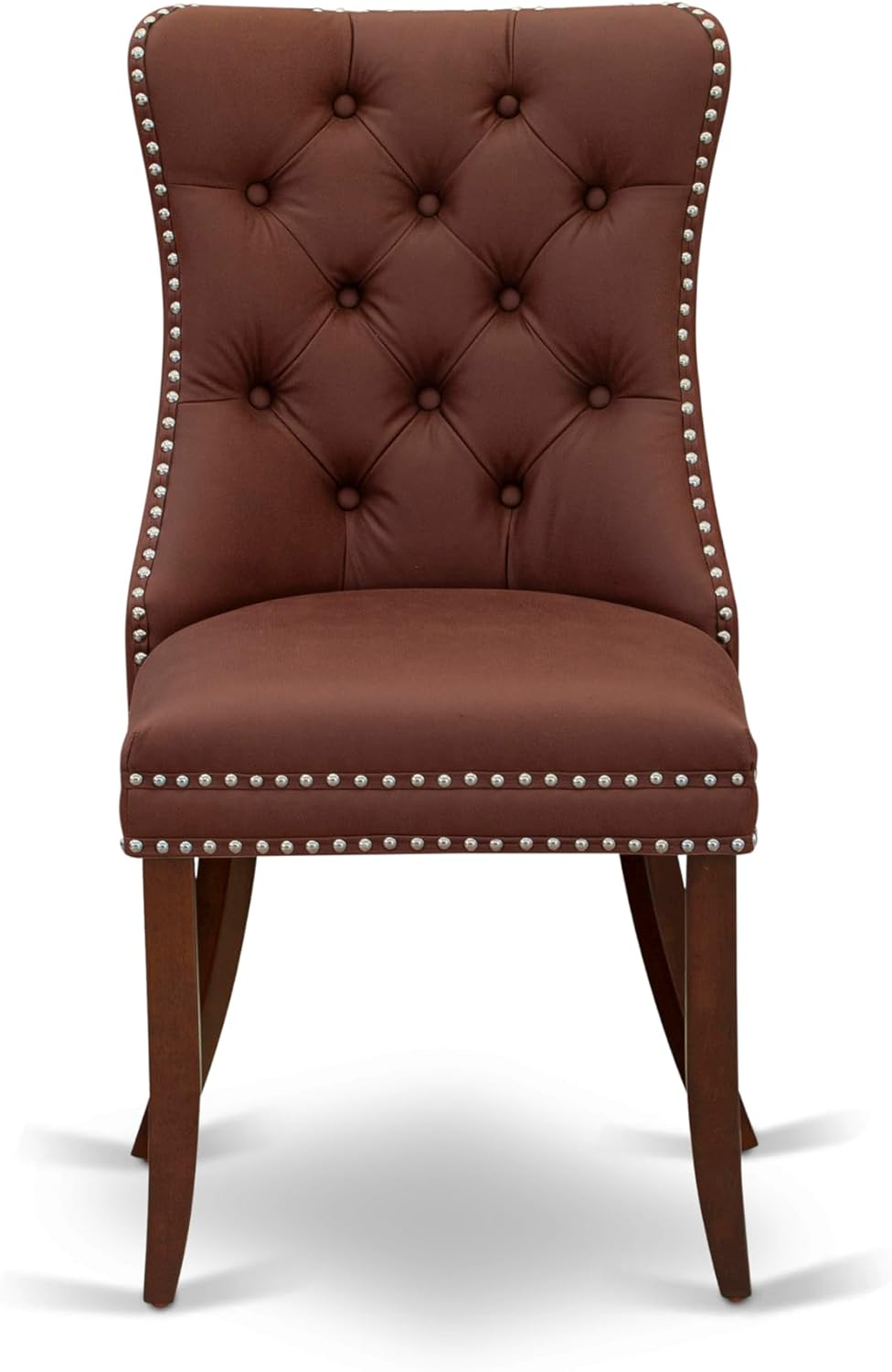 7 Piece Rectangle Wood Dining Table Set with 6 Upholstered Chairs, Mahogany Q8919
