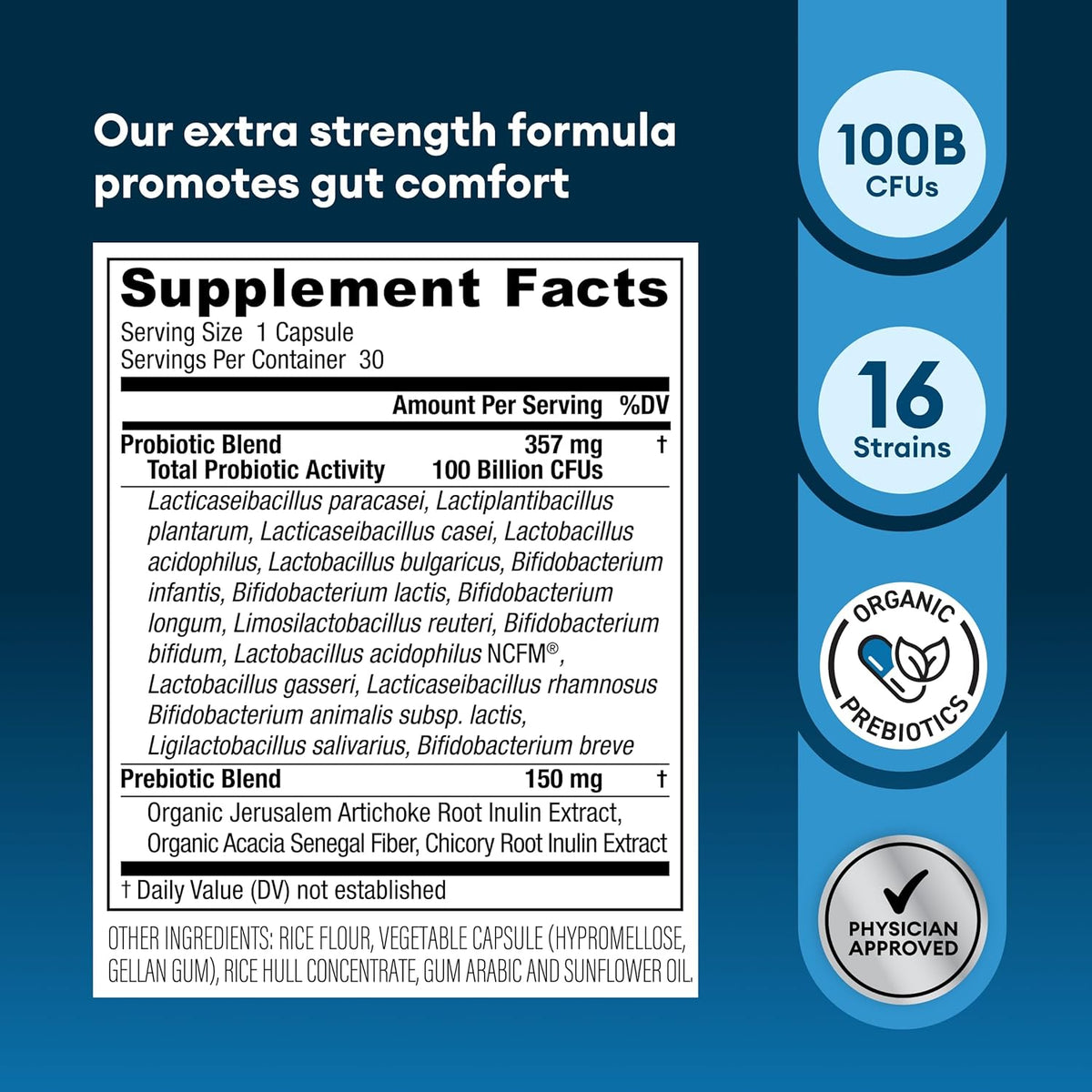 100 Billion Advanced Probiotic with Organic Prebiotics F72251