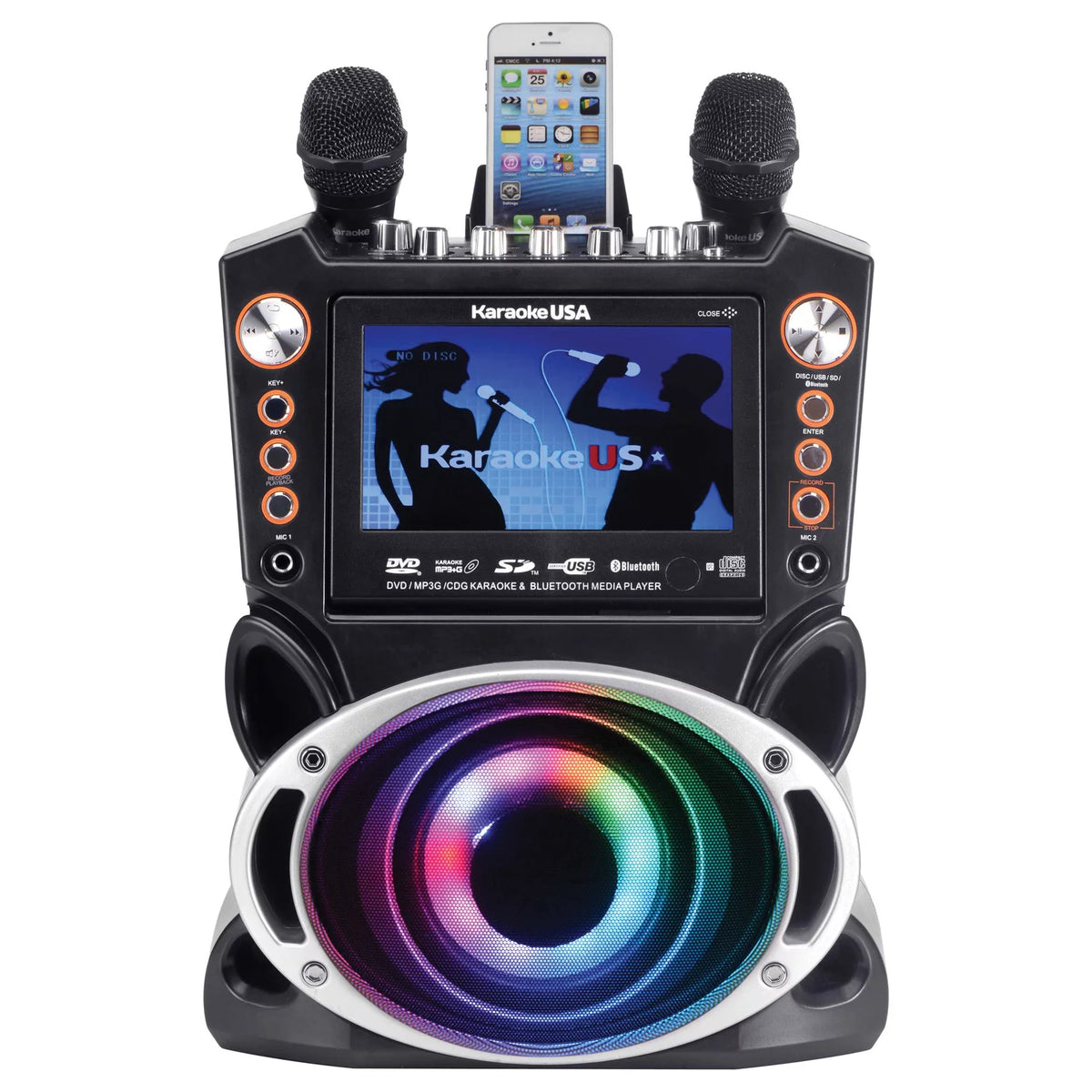 35-Watt Karaoke System with 7" TFT Digital Color Screen, 2 Microphones W319
