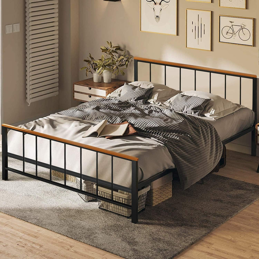 Metal Bed Frame with Headboard and Under Bed Storage W2969